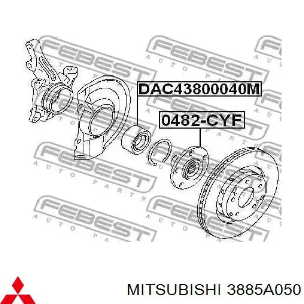 Комплект підшипник маточини передньої Mitsubishi 3885A050 ціна, від 23.10 USD