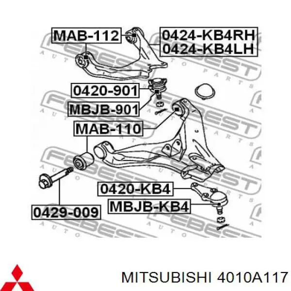 Важіль передньої підвіски верхній, лівий Mitsubishi 4010A117