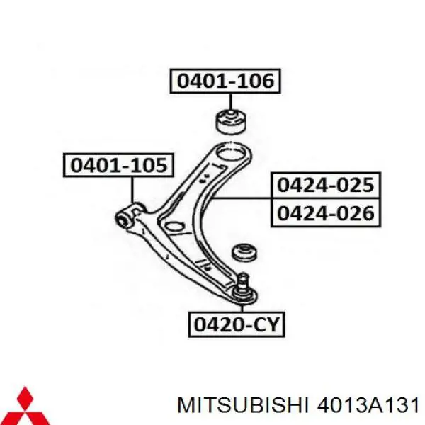 Купити 4013A131 Mitsubishi Лівий важіль передній нижній підвіски