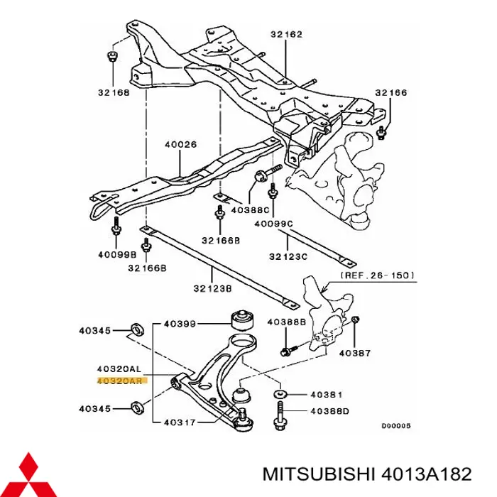 4013A182 Mitsubishi Важіль передньої підвіски нижній, правий