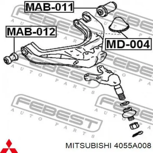 Купити 4055A008 Mitsubishi Відбійник важеля переднього нижнього