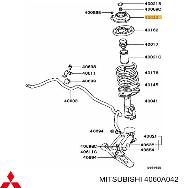 Опора стійки амортизатора переднього Mitsubishi 4060A042 ціна, від 34.80 USD