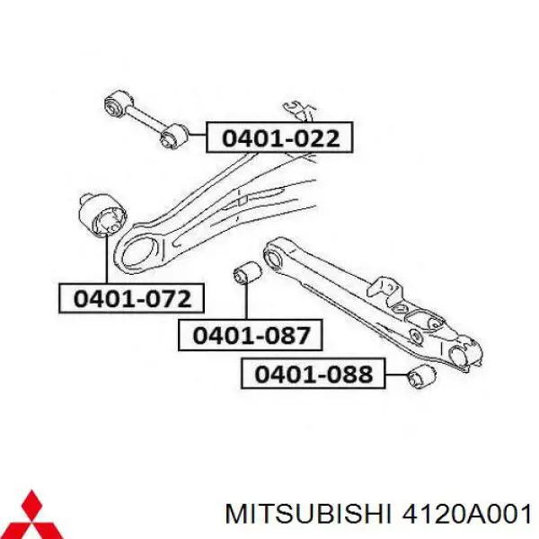 Сайлентблок заднього поздовжнього нижнього важеля Mitsubishi 4120A001 ціна, від 16.45 USD