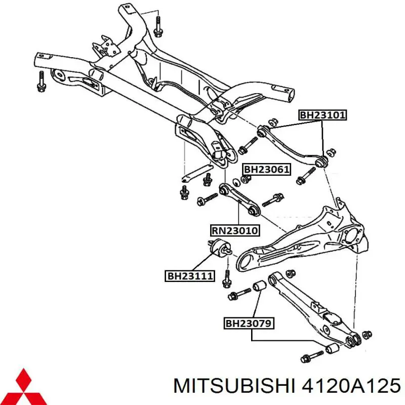 Купити 4120A125 Mitsubishi Сайлентблок заднього поздовжнього важеля, передній
