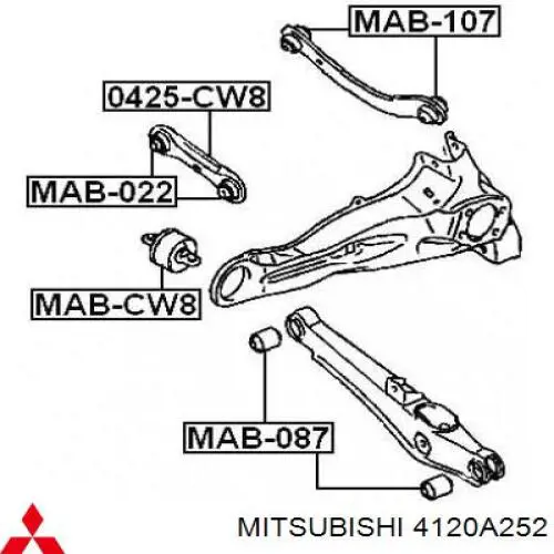 4120A252 Mitsubishi сайлентблок заднього поздовжнього важеля, передній