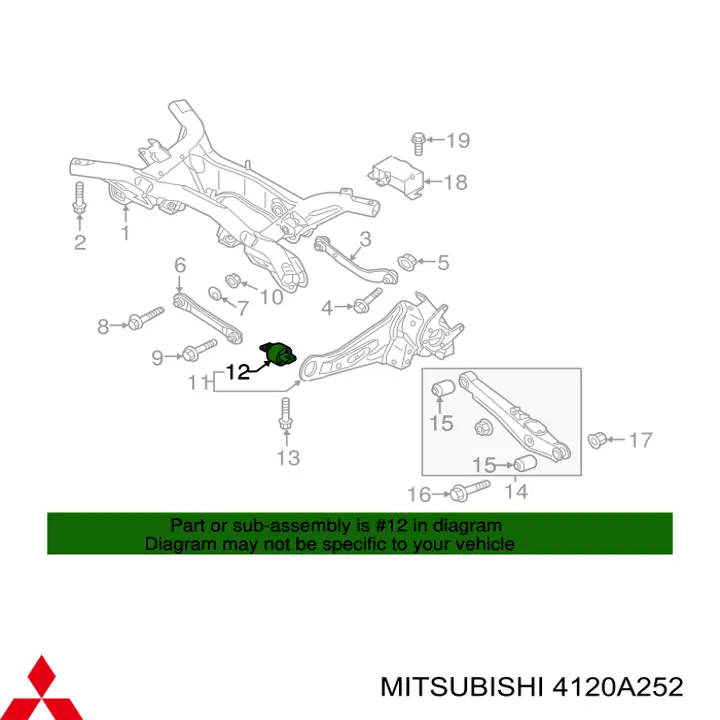 Сайлентблок заднього поздовжнього важеля, передній Mitsubishi 4120A252 ціна, від 22.24 USD