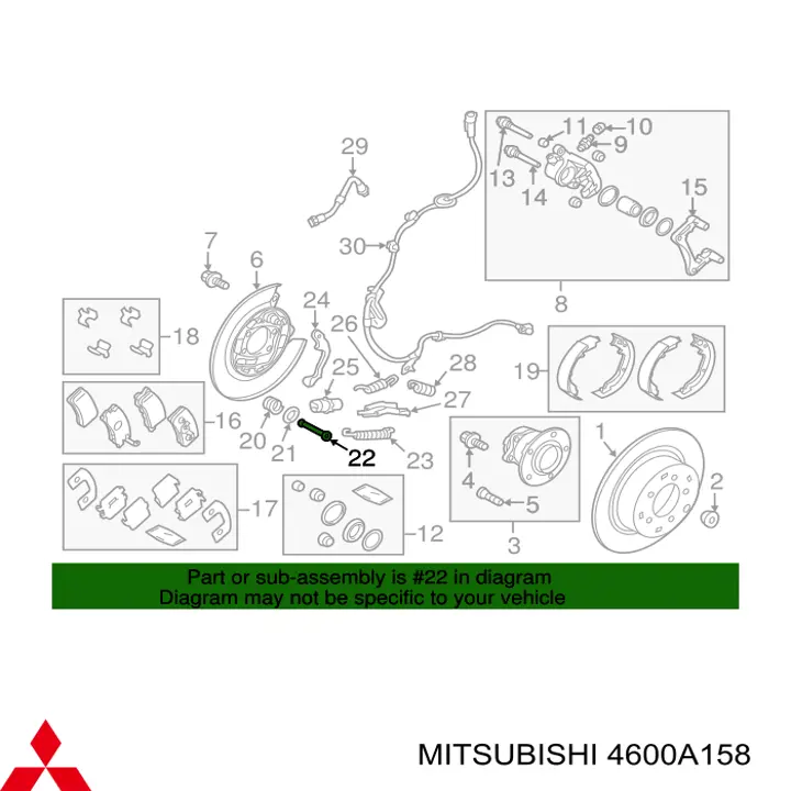 Палець задніх барабанних гальмівних колодок Mitsubishi Lancer 10 SPORTBACK (CX_A) (Міцубісі Лансер)