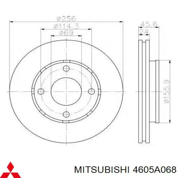 Диск переднього гальма Mitsubishi 4605A068 ціна, від 16.47 USD