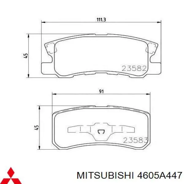 4605A447 Mitsubishi колодки гальмові задні, дискові