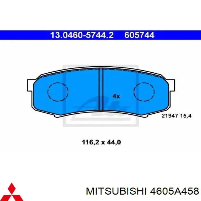 Задні гальмівні колодки Mitsubishi 4605A458 ціна, від 19.39 USD