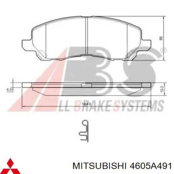 4605A491 Mitsubishi колодки гальмівні передні, дискові