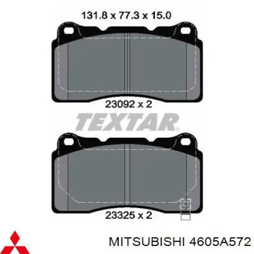 Купити 4605A572 Mitsubishi Колодки гальмівні передні, дискові