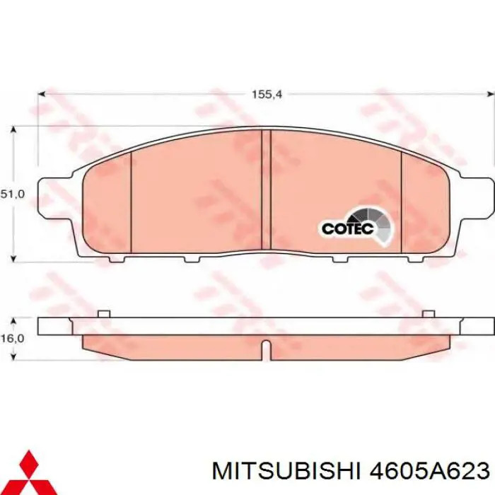 4605A623 Mitsubishi Передні гальмівні колодки
