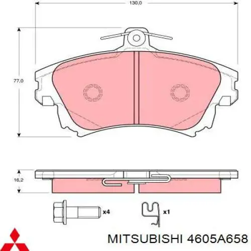 Колодки гальмівні передні, дискові 4605A658 Mitsubishi