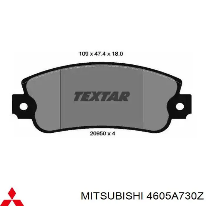 Колодки гальмівні передні, дискові 4605A730Z Mitsubishi