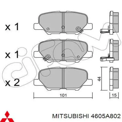 Задні гальмівні колодки Mitsubishi 4605A802 ціна, від 19.30 USD