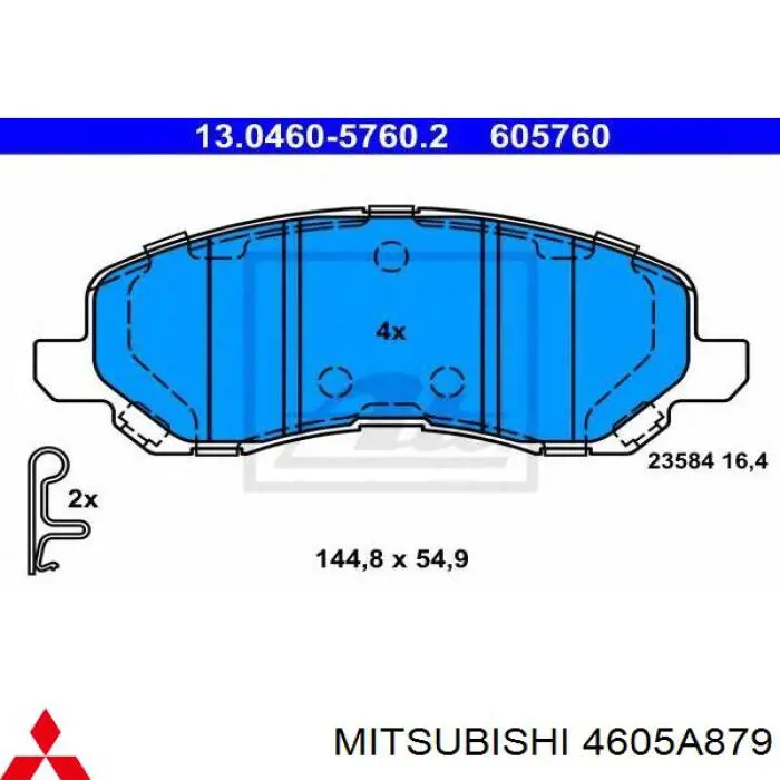 Передні тормозні колодки 4605A879 Mitsubishi