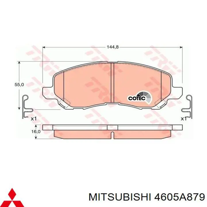 4605A879 Mitsubishi Передні гальмівні колодки