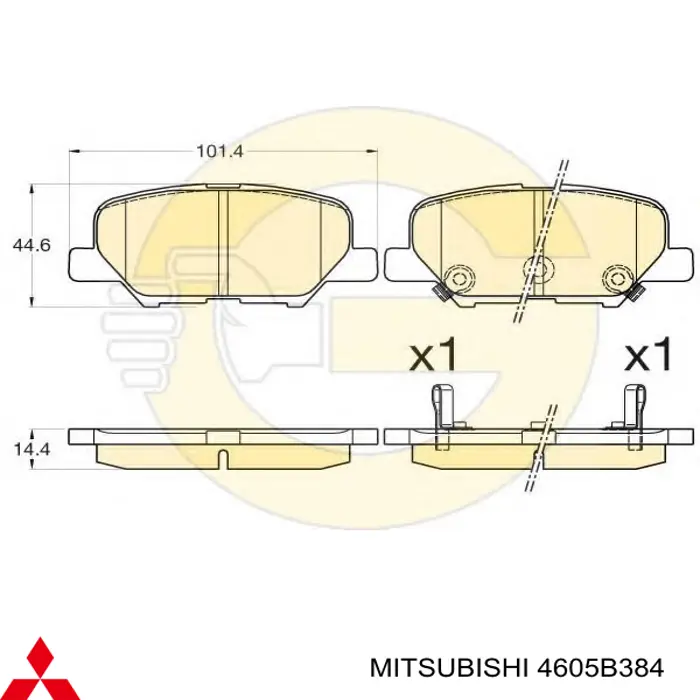 Задні гальмівні колодки Mitsubishi 4605B384 ціна, від 21.64 USD