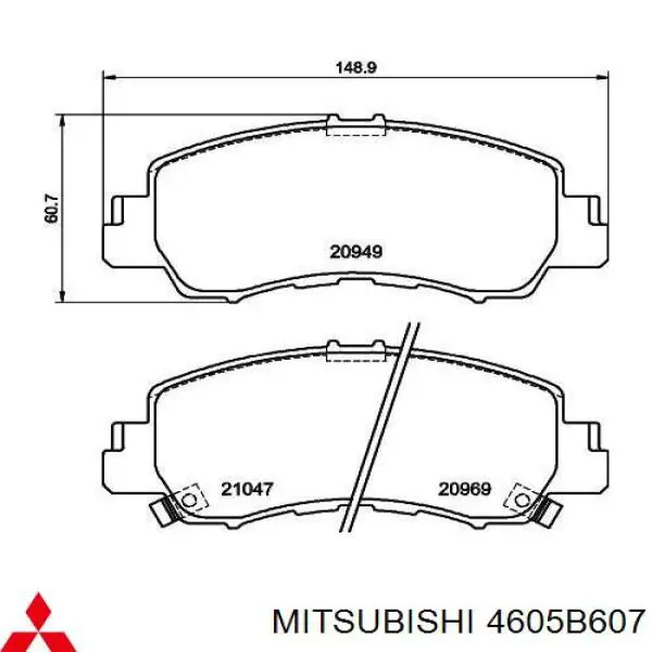 4605B607 Mitsubishi Передні гальмівні колодки