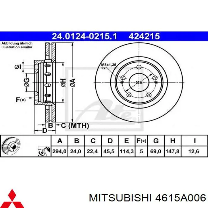 4615A006 Mitsubishi диск гальмівний передній