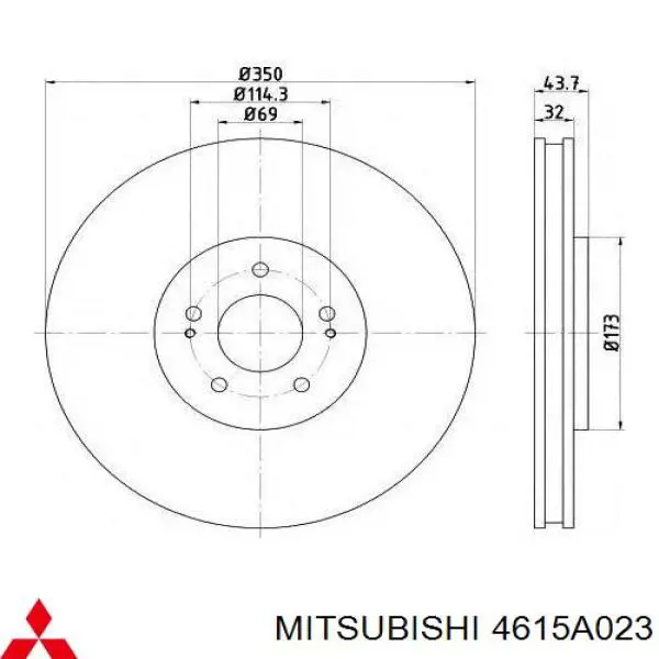 Диск переднього гальма Mitsubishi 4615A023 ціна, від 125.93 USD