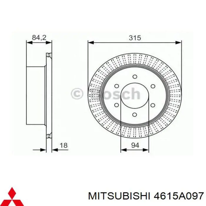 4615A097 Mitsubishi диск гальмівний задній