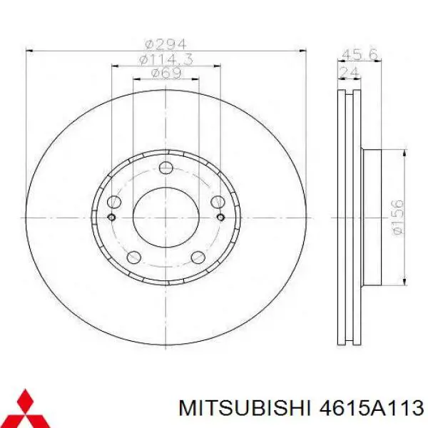 Гальмівні диски передні 4615A113 Mitsubishi
