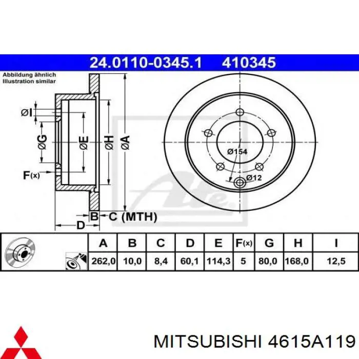 Гальмівні диски 4615A119 Mitsubishi