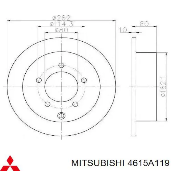 Купити 4615A119 Mitsubishi Диск заднього гальма