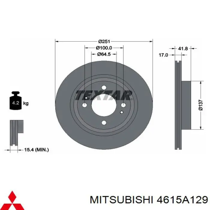 Купити 4615A129 Mitsubishi Ротор гальмівний