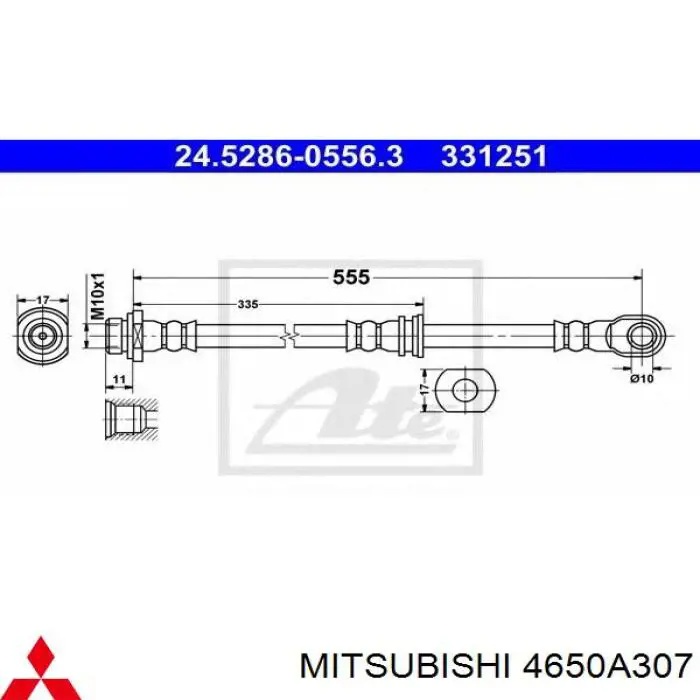 4650A733 Mitsubishi шланг гальмівний задній