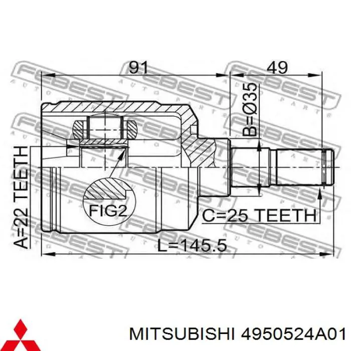 ШРУС внутрішній, передній 4950524A01 Mitsubishi