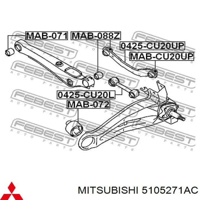 Купити 5105271AC Mitsubishi Сайлентблок заднього поперечного важеля, зовнішній