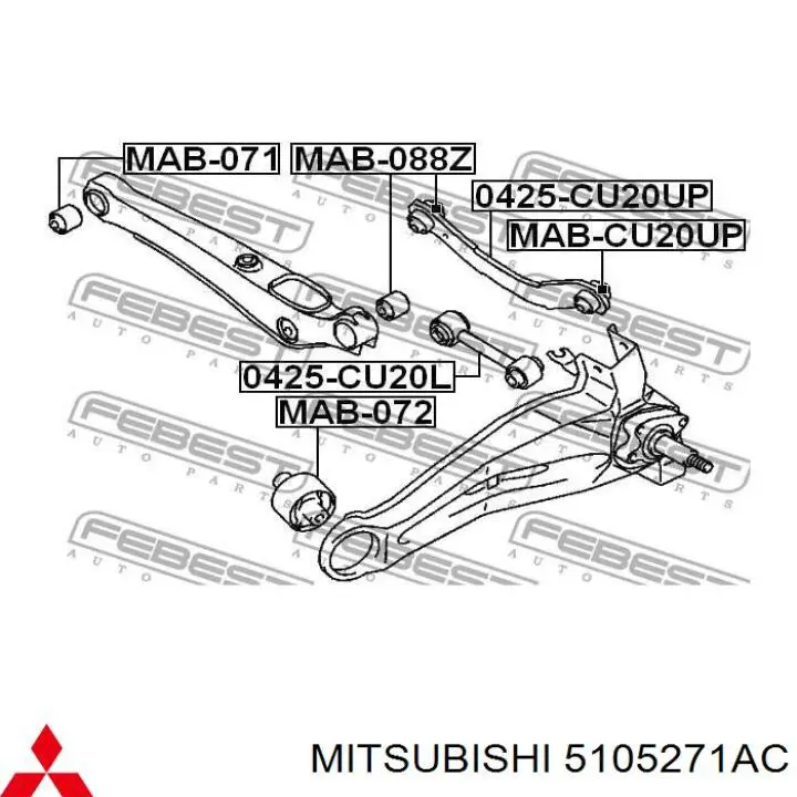 Сайлентблок заднього поперечного важеля, зовнішній Mitsubishi 5105271AC ціна, від 11.40 USD