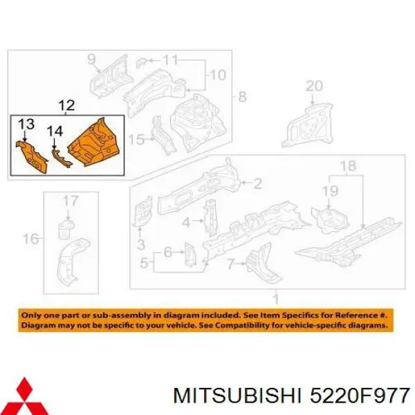 Щиток брудозахисний передньої арки крила Mitsubishi 5220F977 ціна, від 12.67 USD
