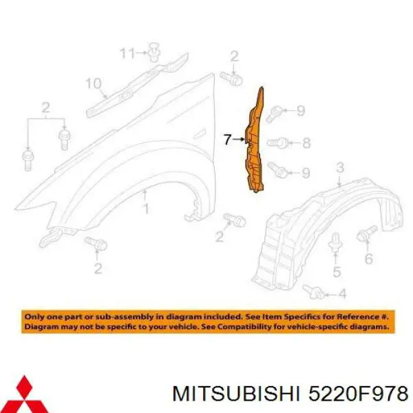 Щиток брудозахисний передньої арки крила Mitsubishi Outlander (GF, GG) (Міцубісі Аутлендер)