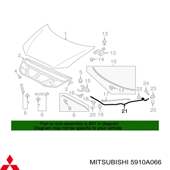 Трос відкриття капота Mitsubishi ASX (GA) (Міцубісі Асх)
