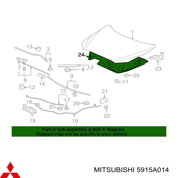 Обшивка капота Mitsubishi 5915A014 ціна, від 51.27 USD