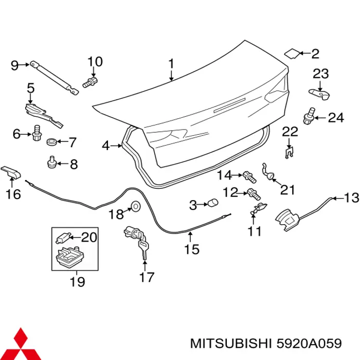 Кришка багажника Mitsubishi 5920A059 ціна, від 151.99 USD