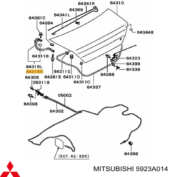 5923A014 Mitsubishi петля кришки багажника