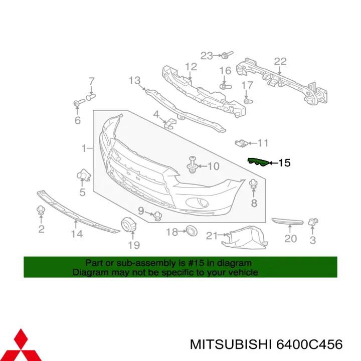 6400C456 Mitsubishi кронштейн бампера переднього, зовнішній правий