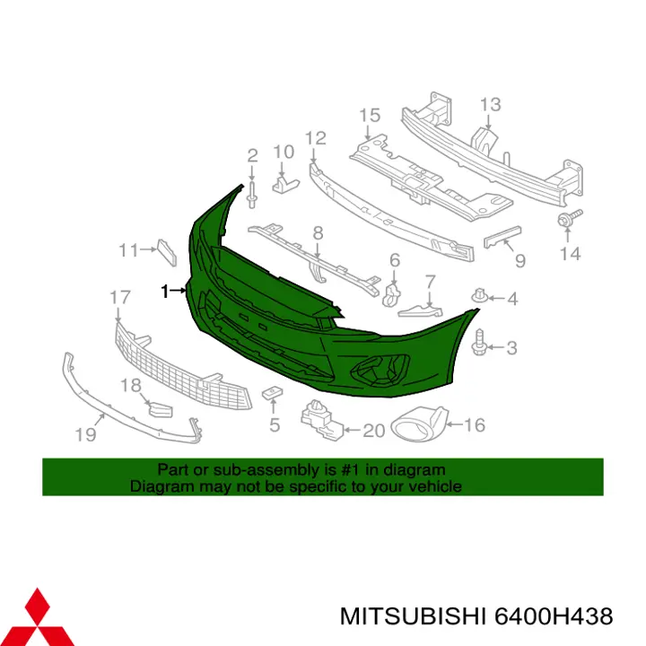 6400H438 Mitsubishi Бампер передній в зборі