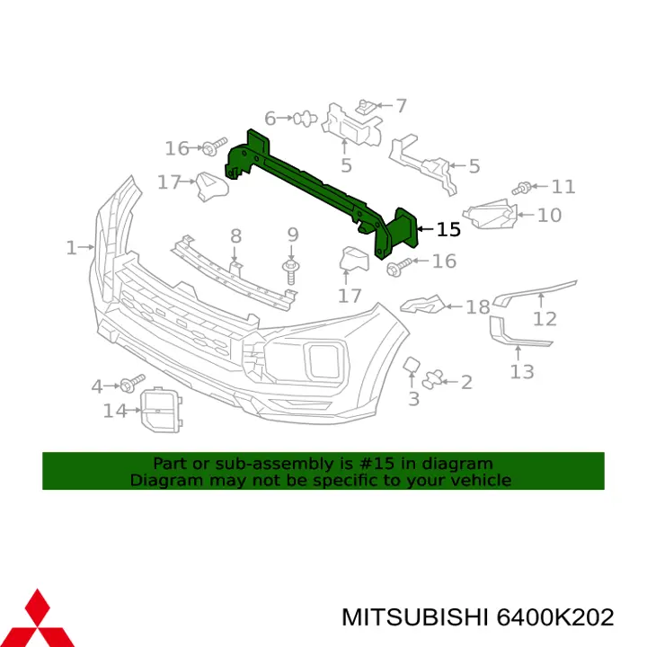 Підсилювач бампера переднього Mitsubishi Outlander SPORT (Міцубісі Аутлендер)
