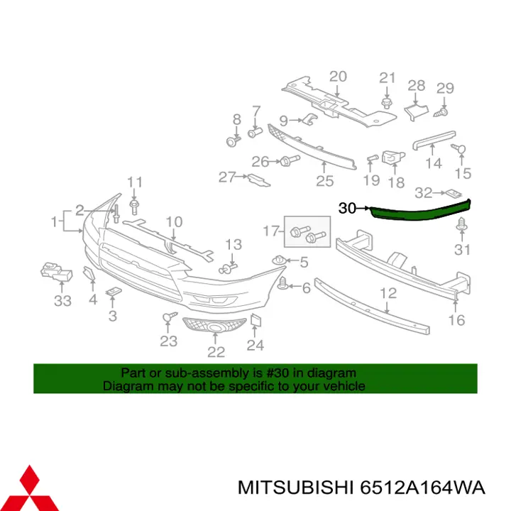 6512A164WA Mitsubishi спойлер переднього бампера, правий