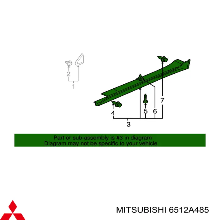 Накладка зовнішня (молдинг) порога, лівий Mitsubishi 6512A485 ціна, від 41.25 USD