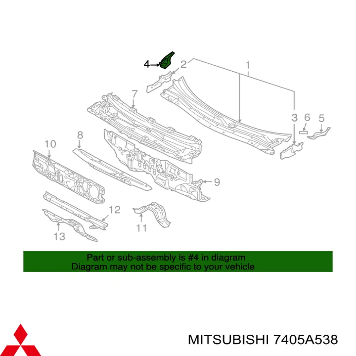 Заглушка жабо збоку Mitsubishi Outlander (GF, GG) (Міцубісі Аутлендер)