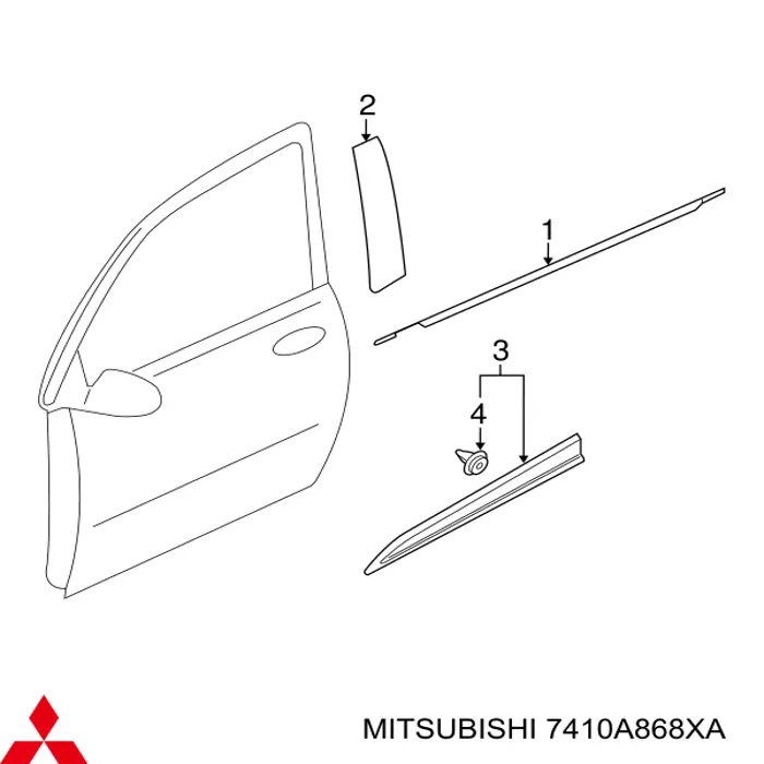 7410A868XA Mitsubishi Накладка передніх дверей, правих, вертикальна