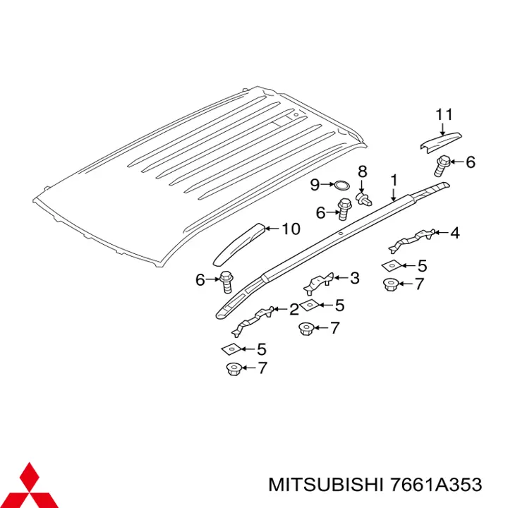 Рейлінг даху лівий Mitsubishi 7661A353 ціна, від 64.09 USD
