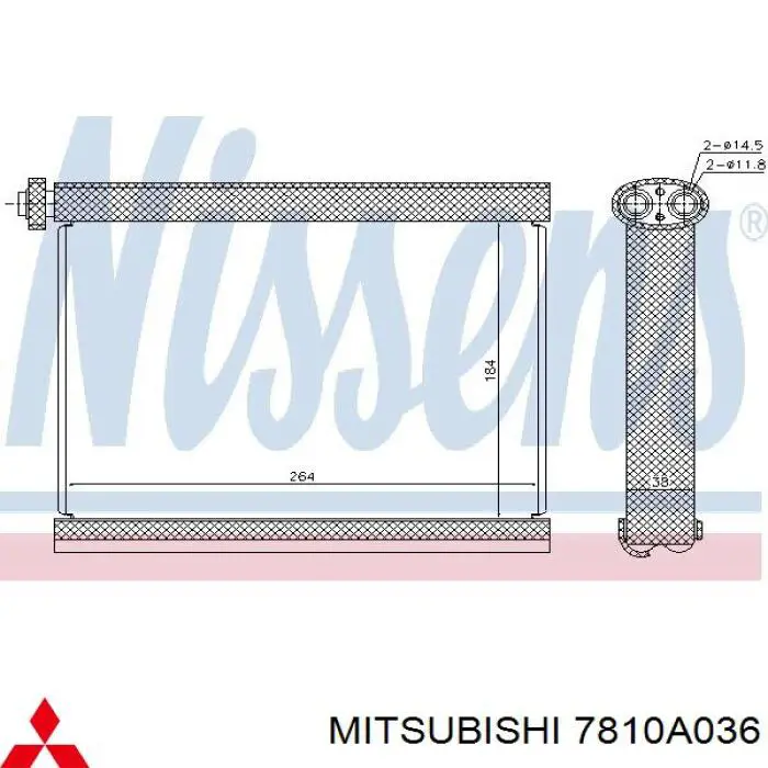Радіатор кондиціонера салонний, випарник Mitsubishi L 200 (KA_T, KB_T) (Міцубісі Л200)